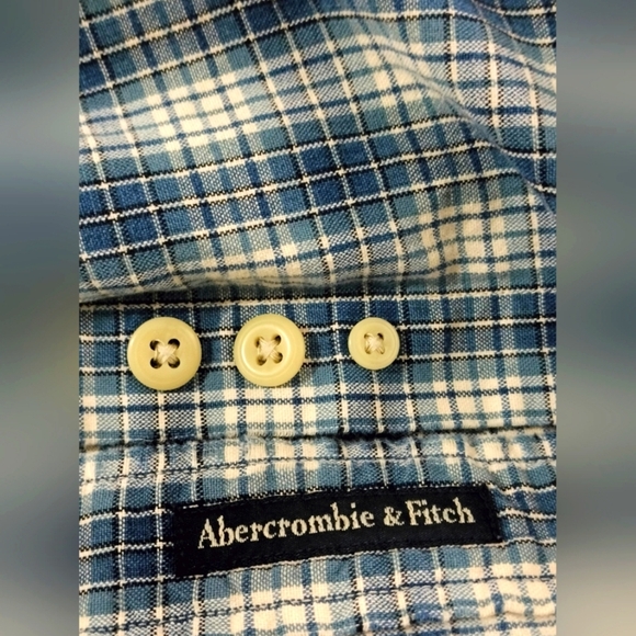 Abercrombie & Fitch Navy and White Checkered Shirt, 100% Cotton Size XL - Picture 4 of 8